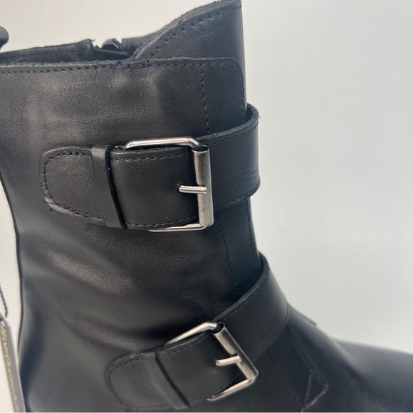 NWT EMANUELE CRASTO ITALY🇮🇹MADE Finest Italian BLACK LEATHER Boot Faux Buckle - Picture 4 of 16